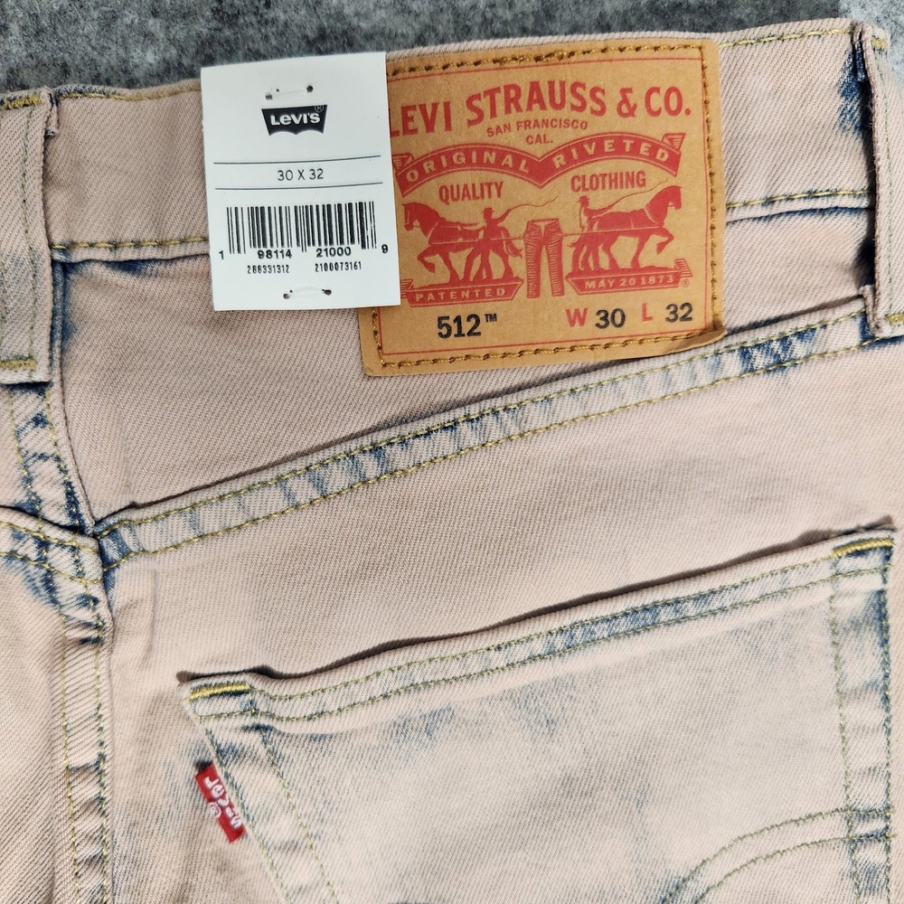 Levis 512 NWT Slim Taper Jeans Men 32x30 Flex Acid Wash Blue Denim Stretch‎ - Picture 3 of 8